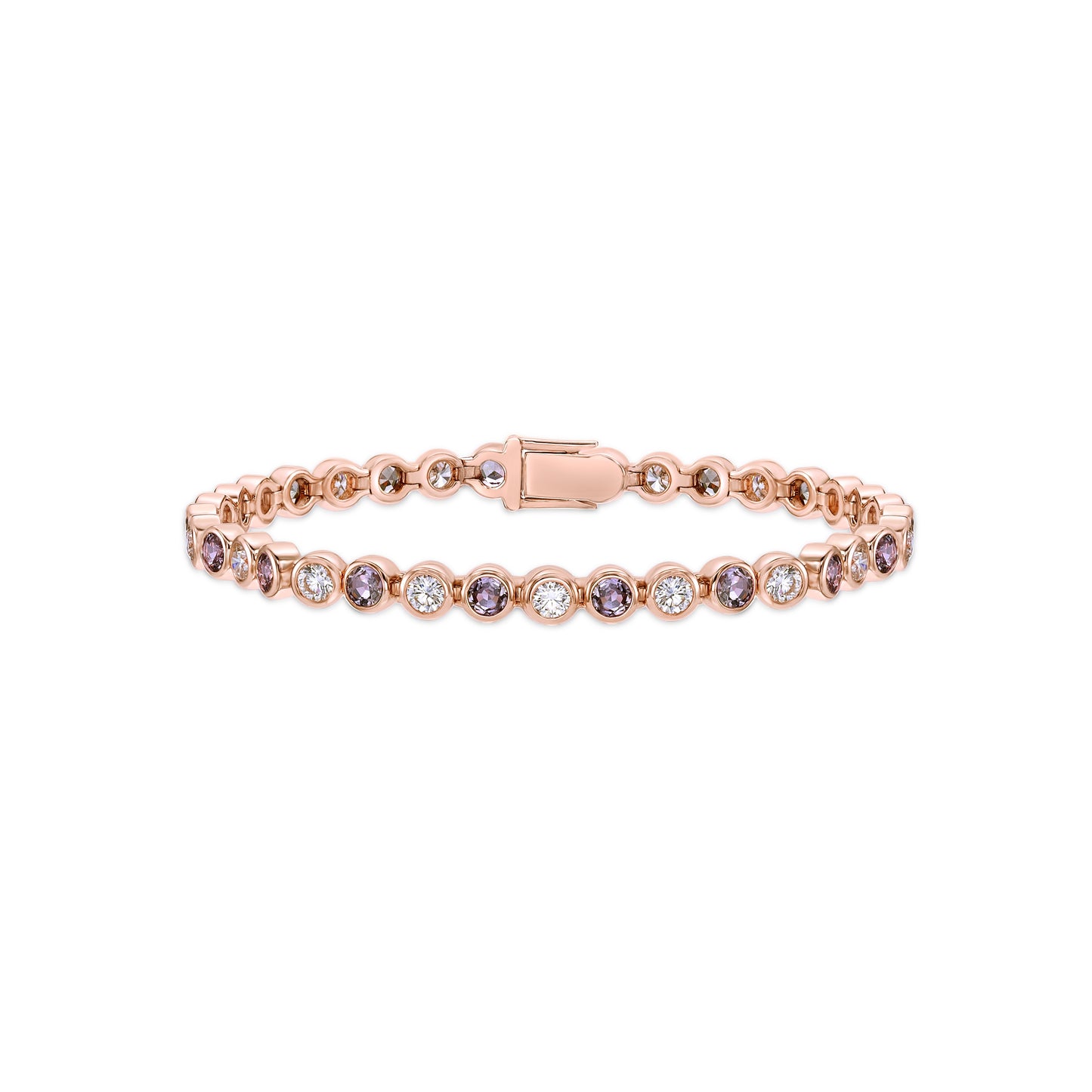 18K Rose Gold Custom Alexandrite Colour-change Bezel Tennis Bracelet