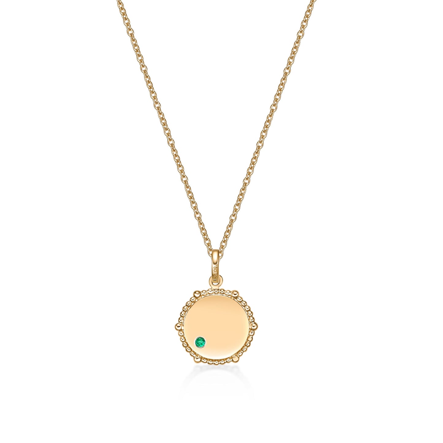 18K Yellow Gold Disc Pendant with custom engraving