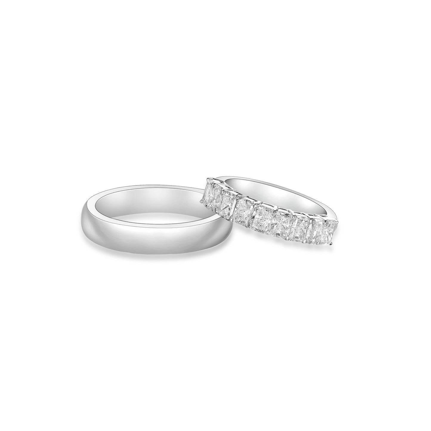 White Metal Wedding Band Pairing
