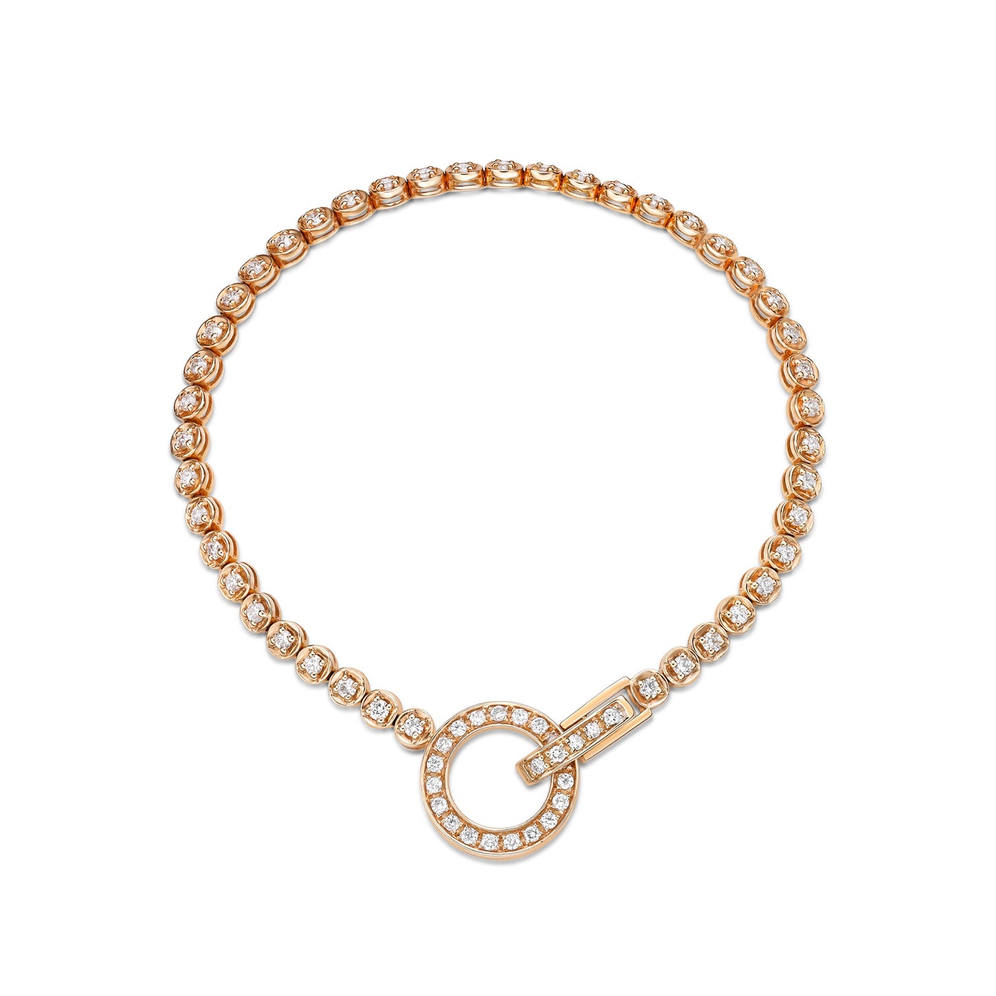 18K Rose Gold 3pt Tennis Bracelet with custom latch closure