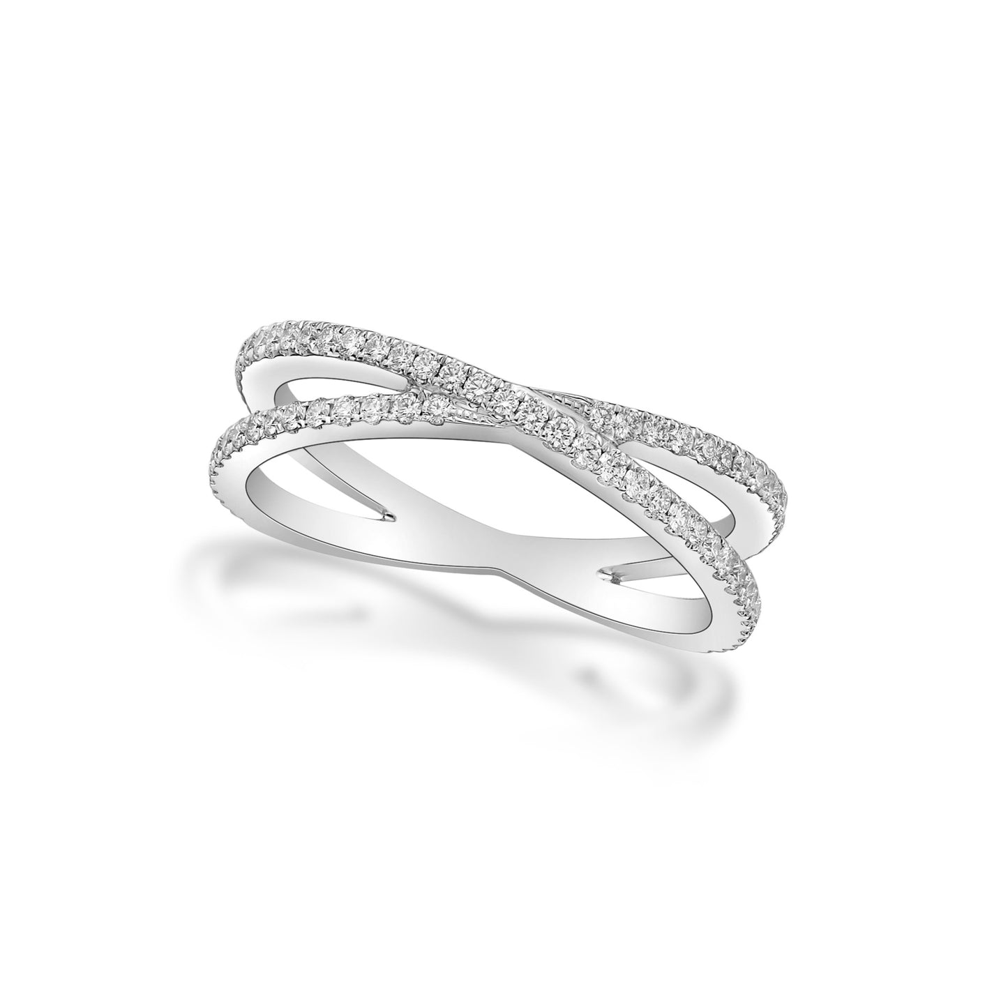 Handmade 18K White Gold Criss Cross Diamond Eternity Band