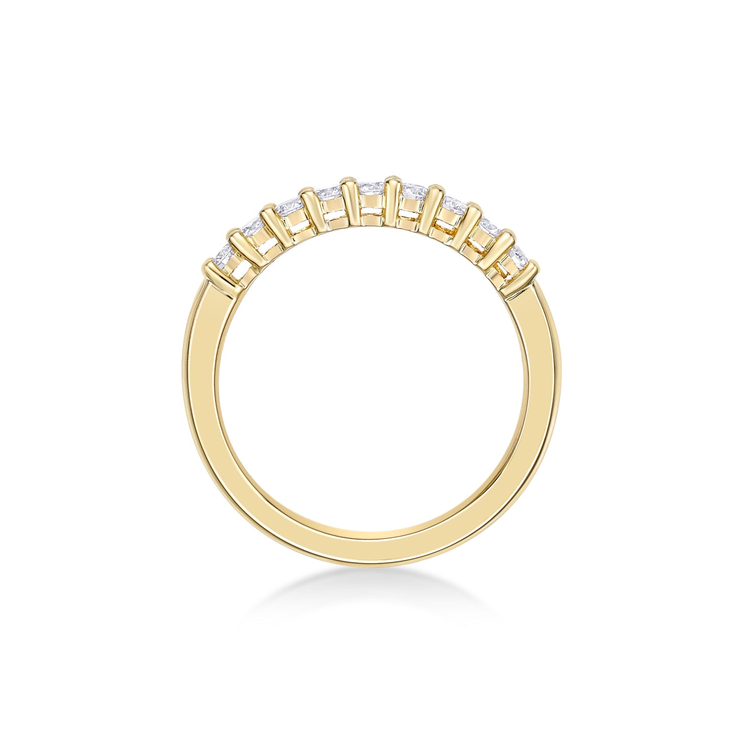 Handmade 18K Yellow Gold Round Brilliant Half-eternity band using 2.5mm Round Brilliant diamonds