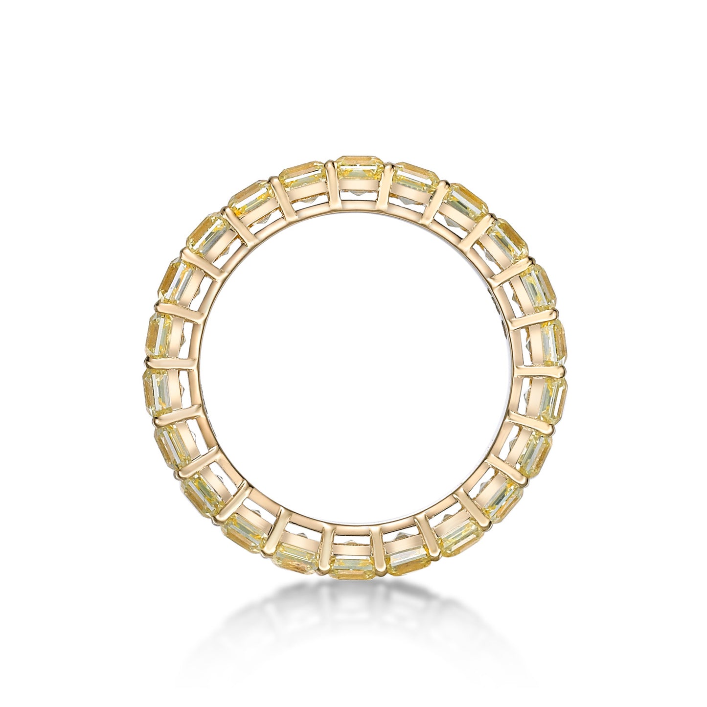Handmade 18K Yellow Gold Fancy-Yellow 20pt Asscher diamond eternity band