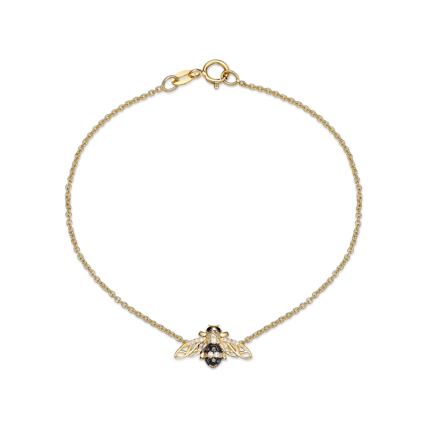 18K Yellow Gold Pave Diamond Bee Bracelet