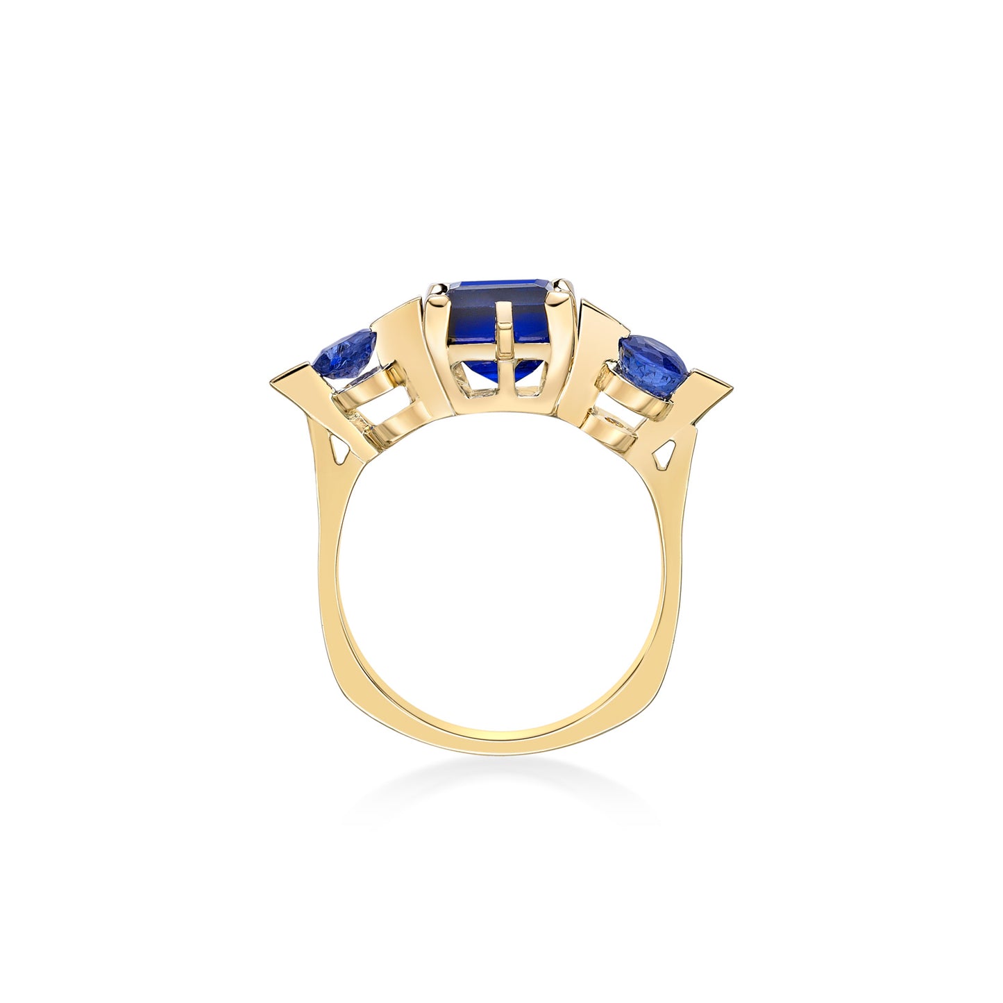 "Jayme" 3-stone Sapphire Engagement Ring with Ring Jacket