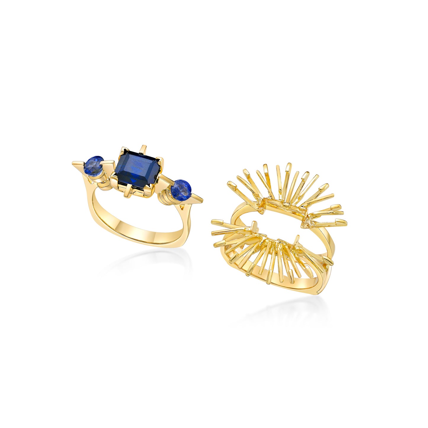 "Jayme" 3-stone Sapphire Engagement Ring with Ring Jacket