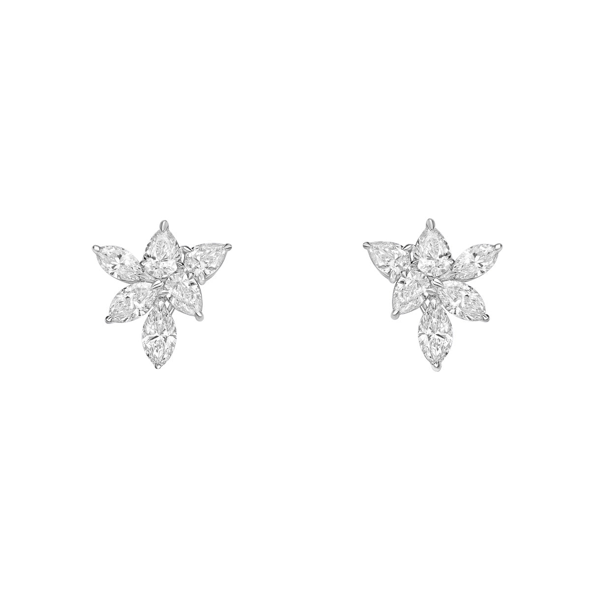 Convertible Diamond Cluster Earring with Pearl Drop option in 18K White Gold