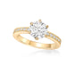 1.50ct Round Brilliant diamond set in an 18K Yellow Gold 6-claw Crown setting with a micropave diamond eternity band
