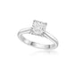 1.50ct Cushion Modified Brilliant diamond set in an 18K White Gold 4-claw Solitaire setting with hidden halo and diamonds on the bridge