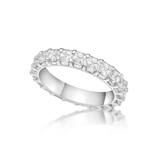Platinum 10pt Asscher cut diamond eternity ring
