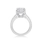 4.01ct Radiant Cut Diamond in a handmade 18K White Gold engagement ring setting with hidden halo of round brilliant diamonds