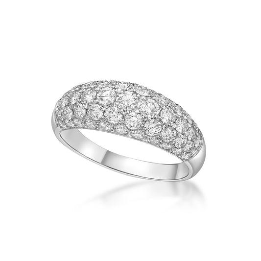 18K White Gold Large Pave Dome Ring