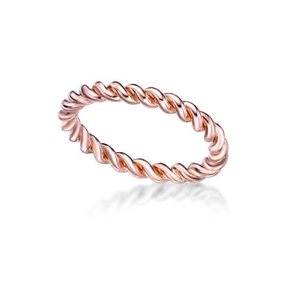 18K Rose Gold Handmade Twisted Coil Ring