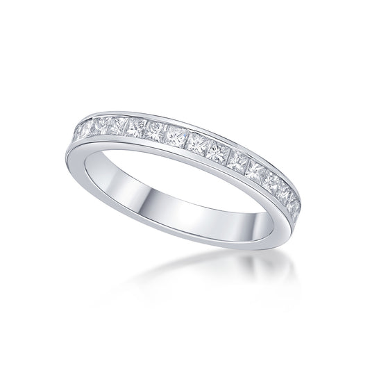 Platinum 3mm Channel-set Princess cut diamond eternity ring