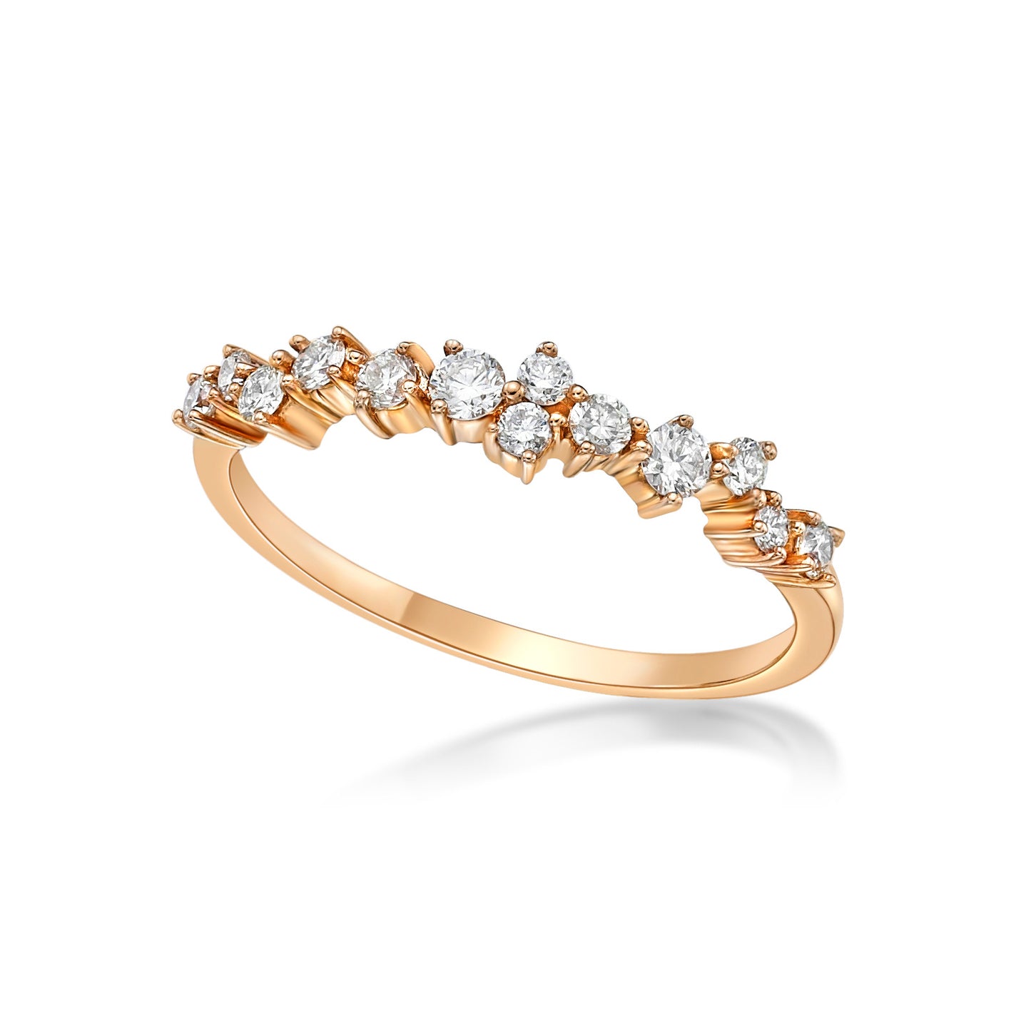 18K Rose Gold Delicate Cluster Diamond Ring