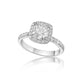 1.80ct Cushion Modified Brilliant diamond in an 18K White Gold engagement ring setting with diamond halo and custom side profile