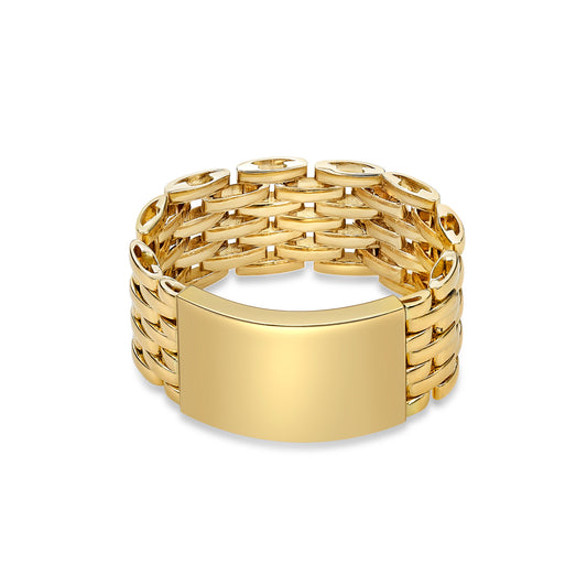 WIDE Chain Ring with Bar for personalized engraving or design