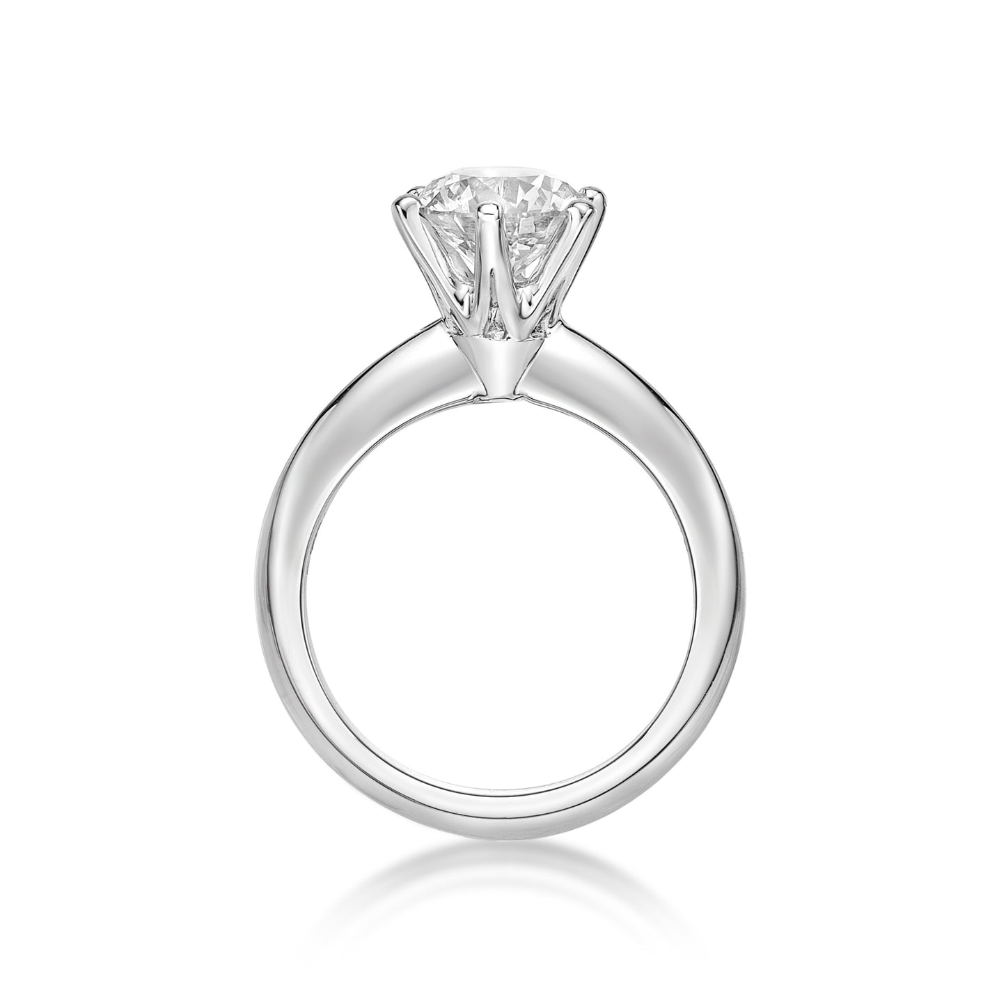 2.01ct Round Brilliant diamond in a classic Platinum six-claw Crown Solitaire setting with knife edge band