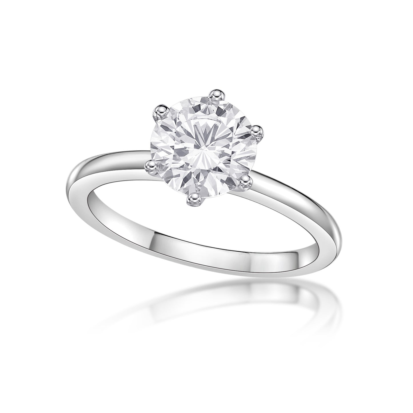 Classic 6-claw Crown Solitaire set with 1.32ct Round Brilliant diamonds, micropave diamond detailing on crown