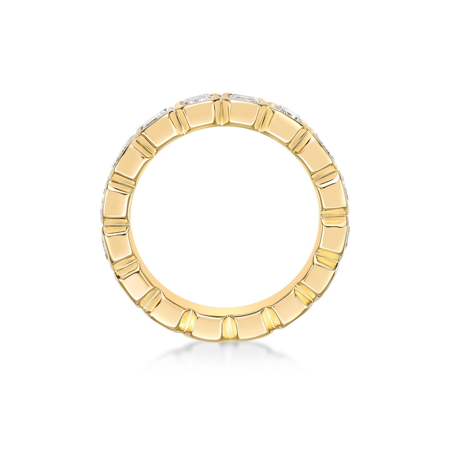 20pt Emerald Cut diamond Bezel Eternity Ring in 18K Yellow Gold
