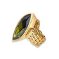 18K Yellow Gold 9ct Marquise-shaped Olive Green Tourmaline Chain Ring