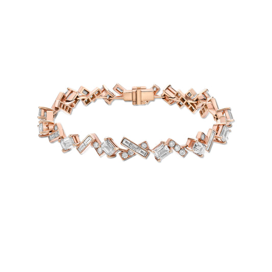 18K Rose Gold Mixed Cut Diamond Shard Tennis Bracelet