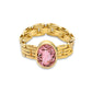 Chain Ring with Bezel set Oval Pink Tourmaline