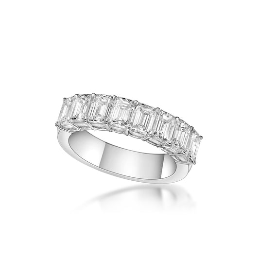 Men's Engagement Ring- Platinum 40pt Emerald cut diamond half-eternity band