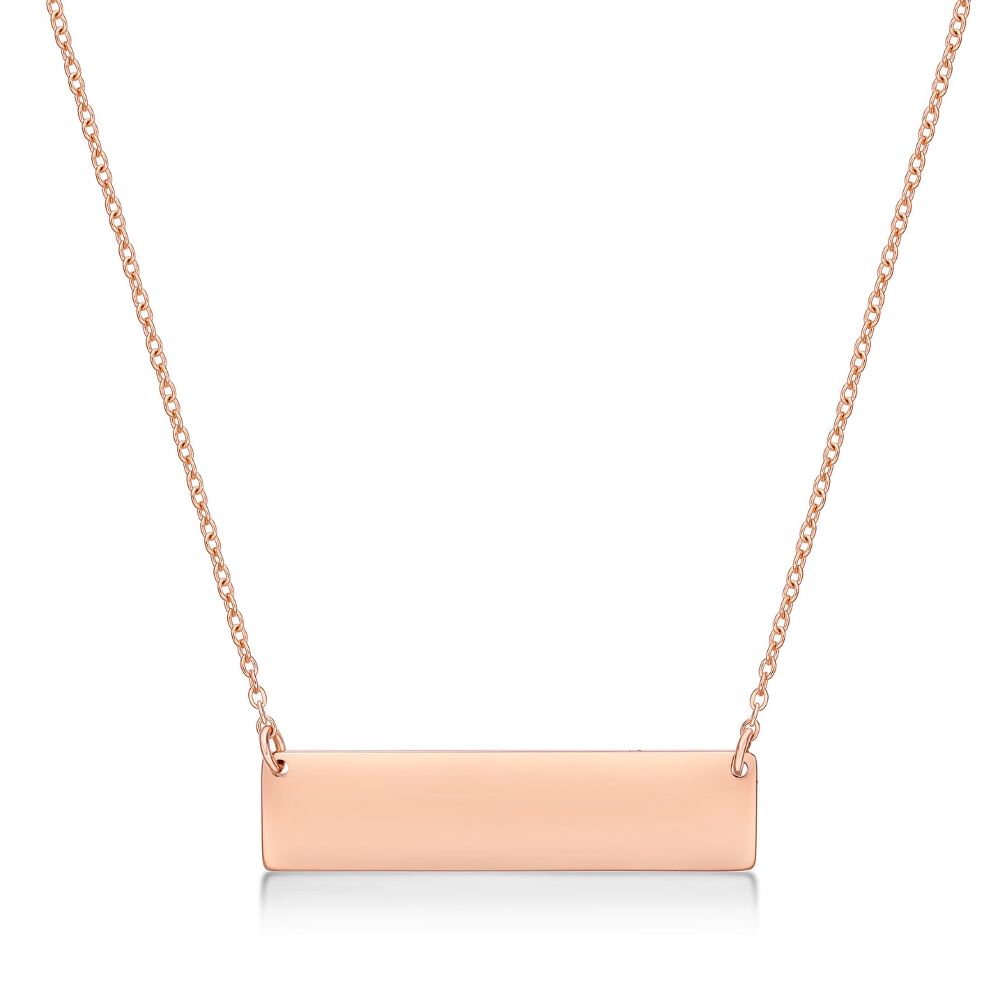 18K Rose Gold Solid Bar Pendant for personalised engraving