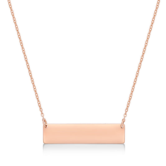 18K Rose Gold Solid Bar Pendant for personalised engraving
