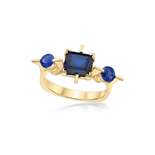 "Jayme" 3-stone Sapphire Engagement Ring with Ring Jacket