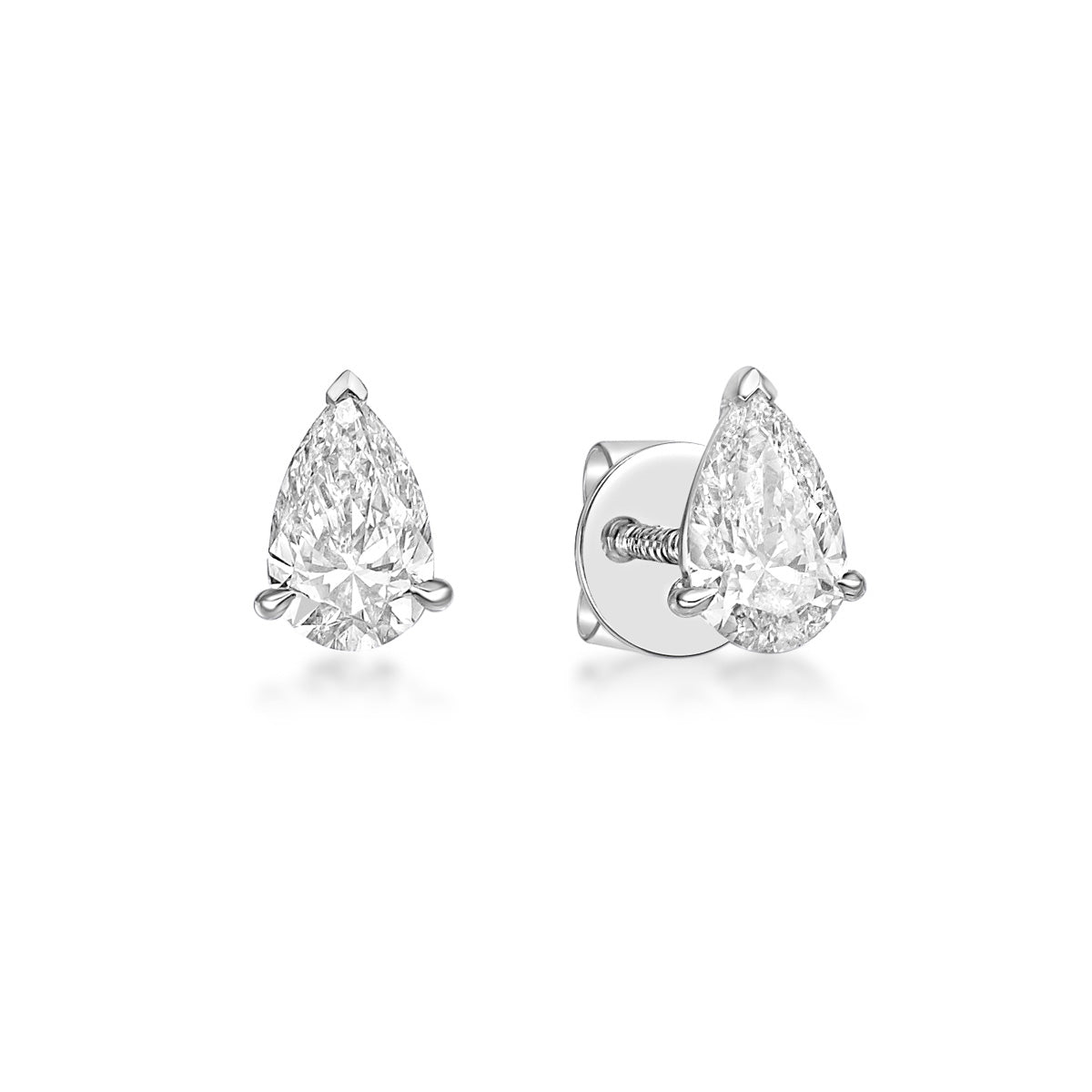 70pt Pear Diamond Stud earrings in 18K White Gold