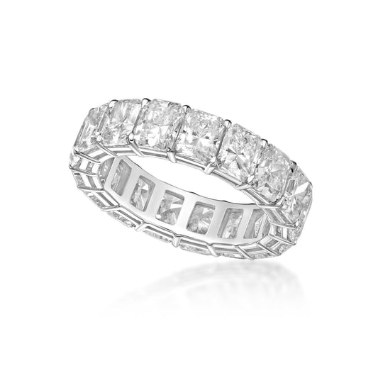 Handmade 18K White Gold 40pt Radiant Cut Diamond Eternity Ring